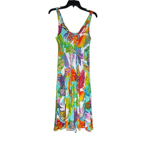Jams World Dresses & Skirts - Jams World Colorful Palm Leaf Hawaiian Rayon Sleeveless Tank Dress Womens Medium